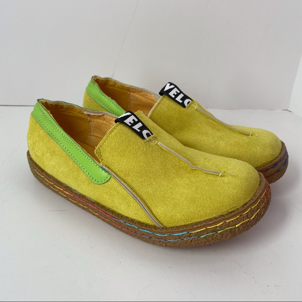 Velo Faux Suede Neon Yellow Green Loafers Slip On